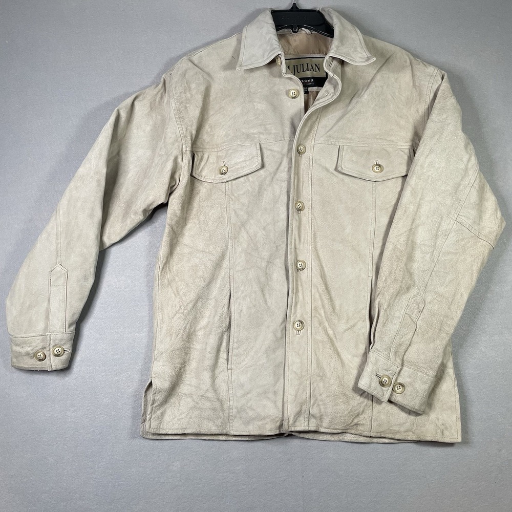 Vintage Wilsons 100% Leather M. Julian Suede Button Front Jacket Tan - Size S